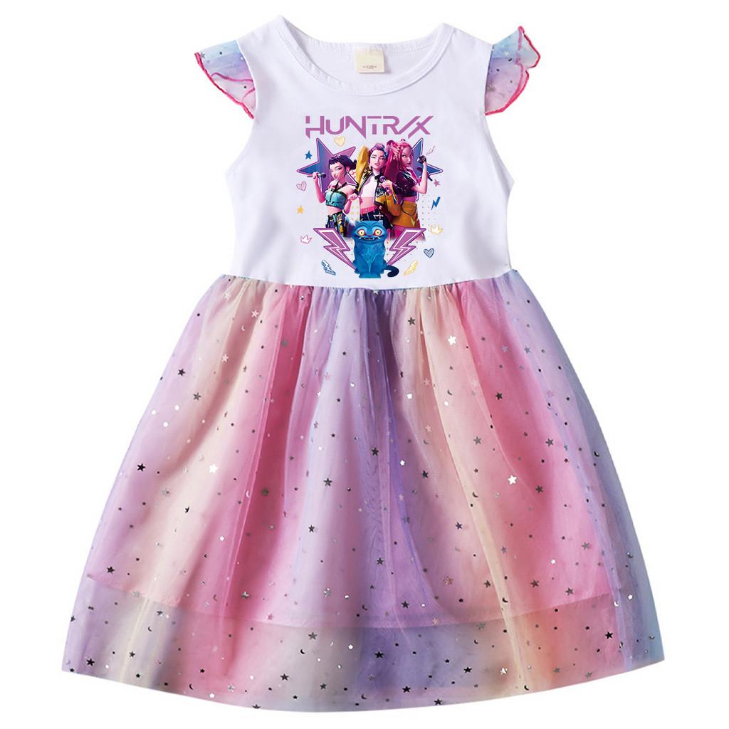 A4037 Kids Girls Rumi Zoey Mira Print Fashion Sequin Dress 100cm