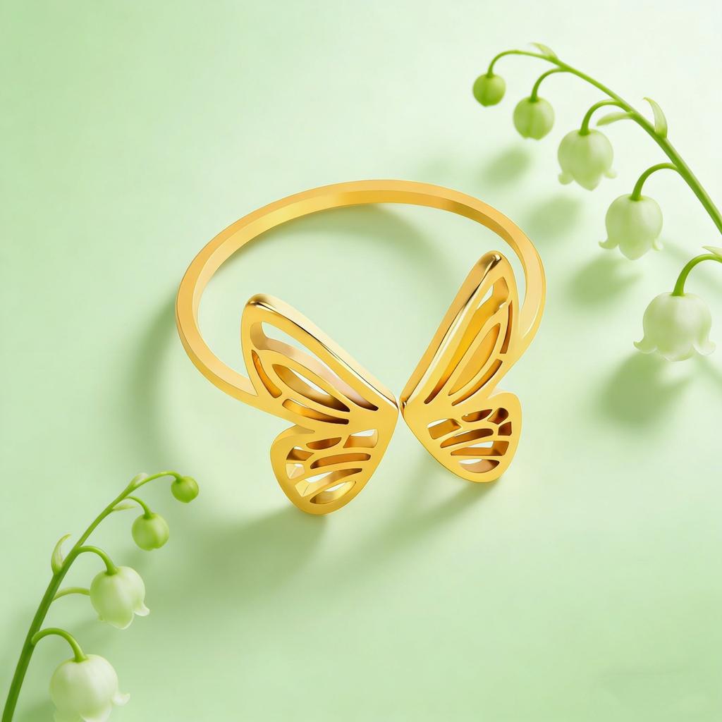 Open Butterfly Ring Stainless Steel Gold Color Women Aesthetic Finger Rings Kpop Fashion Wedding Jewelry Gift Wholesale