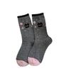 Niedliche Cartoon-Katze Verdickte Wollsocken für Herbst und Winter, Damen Warme Mid-Calf-Socken, Colorblocking Frotteesocken