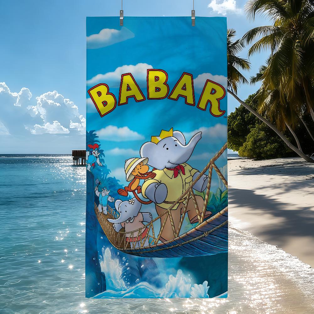 Cartoon Babar The Elephant Towel Soft Pool Gift For Travel Gym Shower Camping Quick Dry Sports Beach Towels