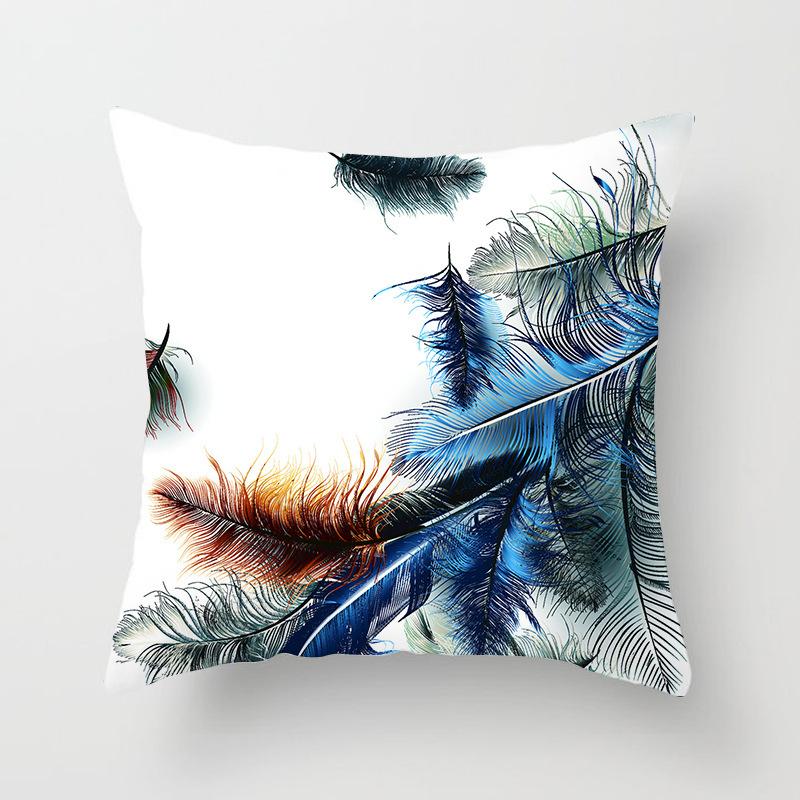 Home Decor Colorful Feather Patterns Pillowcase for Home Pattern Cushion Cover Suitable for Sofa Bedroom Car Pillow Cover
