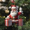 Christmas Tree Hanging Decorations Cartoon Santa Snowman Ornaments 2D Flat Acrylic Pendant for Tree Car Supplies