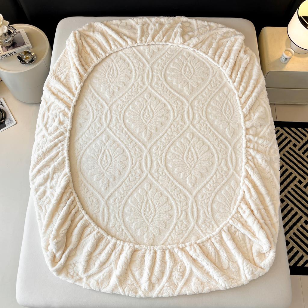 Queen-Size Bettlaken für Winter Flauschiger Plüsch Bettbezug Korallenfleece Einfarbig Spannbettlaken mit Gummizug Einzel-/Kingsize-Bettlaken