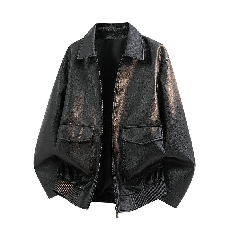 Locomotive men's leather jacket American retro pu leather hard loose street trend casual jacket leather jacket men