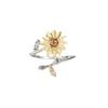 Japanese-Korean Fashion Rotating Flower Women's Ring - Light Luxury Plated Copper Style
