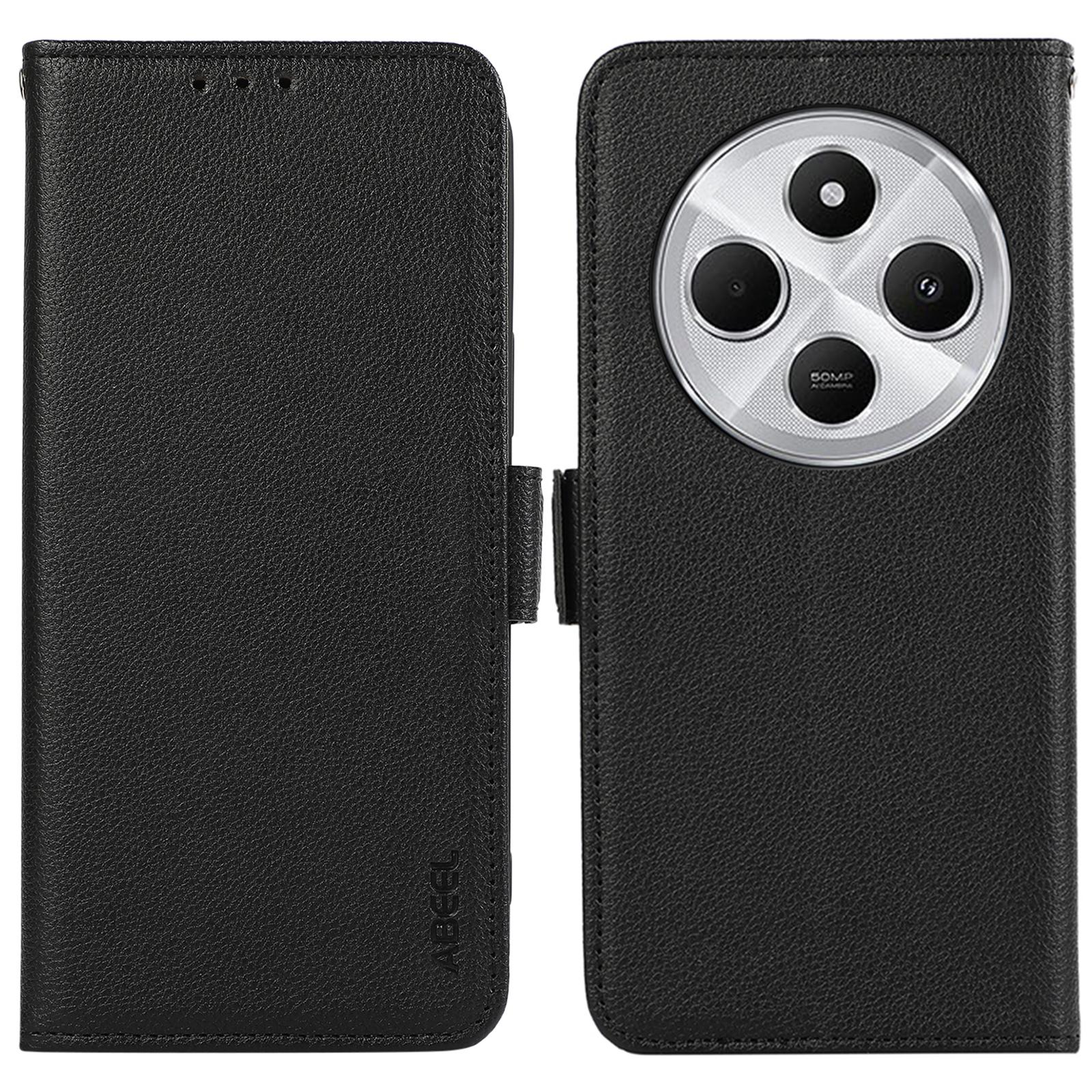 

ABEEL For Xiaomi Poco C75 4G/Redmi 14R 5G/14C 4G Case Litchi Texture Leather RFID Blocking Phone Cover Black