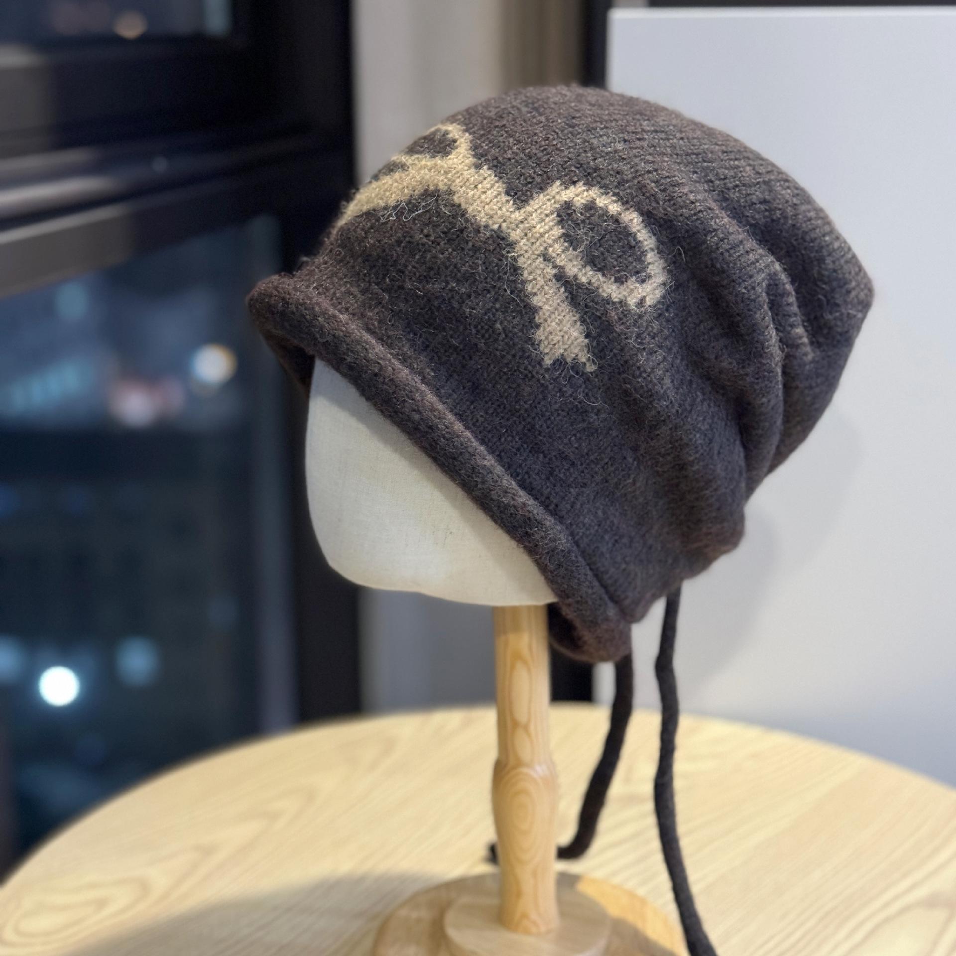 

Шерстяная шапка Осень и Зима Утолщенная Вязаная шапка Женская Показывающая маленькое лицо Шерстяная Завитая Шапка-кучка Шапка на большой обхват головы Холодная шапка Модная one size