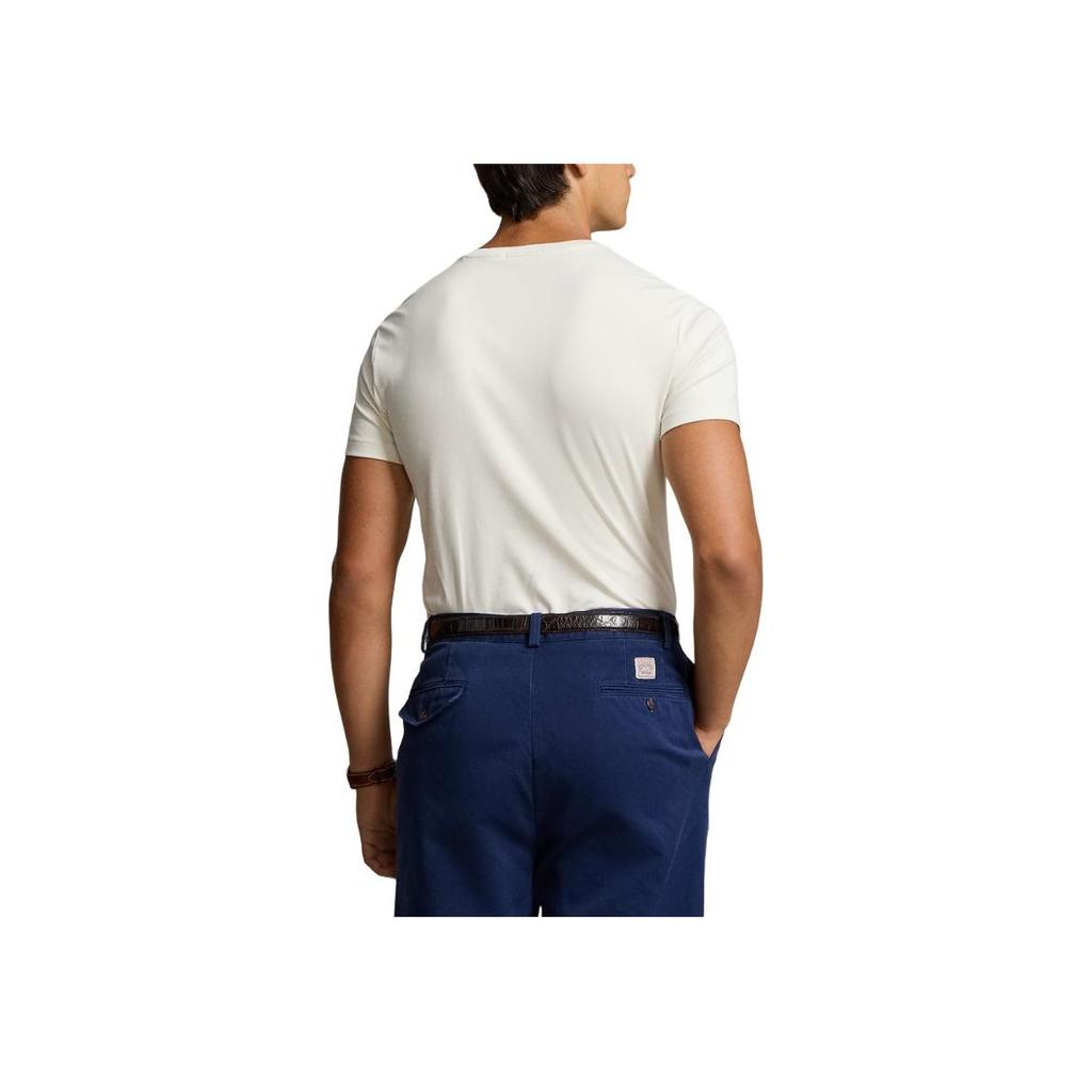 Polo Ralph Lauren Solid Logo Embroidered Slim Fit Crew Neck Short Sleeve T-Shirt Men Tops Cream MNPOTSH1N822298-101
