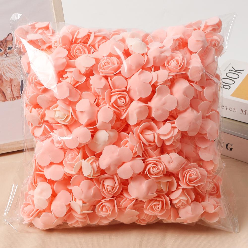 500Pcs Rose Artificial Flower Head 3cm Mini PE Foam Fake Flowers for Home Decor Handmade DIY Party Wedding Decoration Gifts