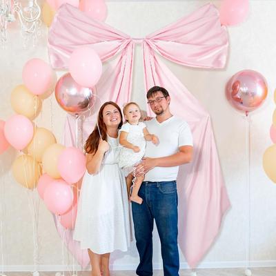 Decoração de laço de casamento extra grande para portas e janelas de parede em arco, grande decoração de laço de fita de cetim rosa para chá de panela de casamento, suprimentos para festa