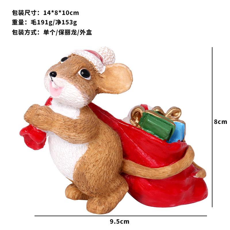 Cute Painted Mouse Christmas Decor, Resin Desktop Garden Ornaments, Festive Figurine for Home Shelf Display