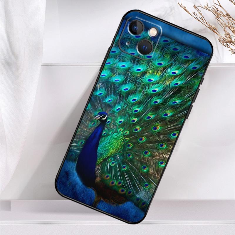 Bird Peacock Feather Shockproof Case For iPhone 17 11 14 15 16 Pro Max Plus 12 13 Mini 16e 17 Air Phone Cover