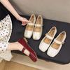 Square Head Mary Jane Shoes Women's Summer New Spring Shallow Mouth Soft Sole Small Leather Shoes Low Heel Flat Sole Single Shoes Women