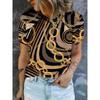 3D Printed Pattern T-shirt, Summer and Spring Short Sleeved Round Neck Casual Top, Women's Clothing