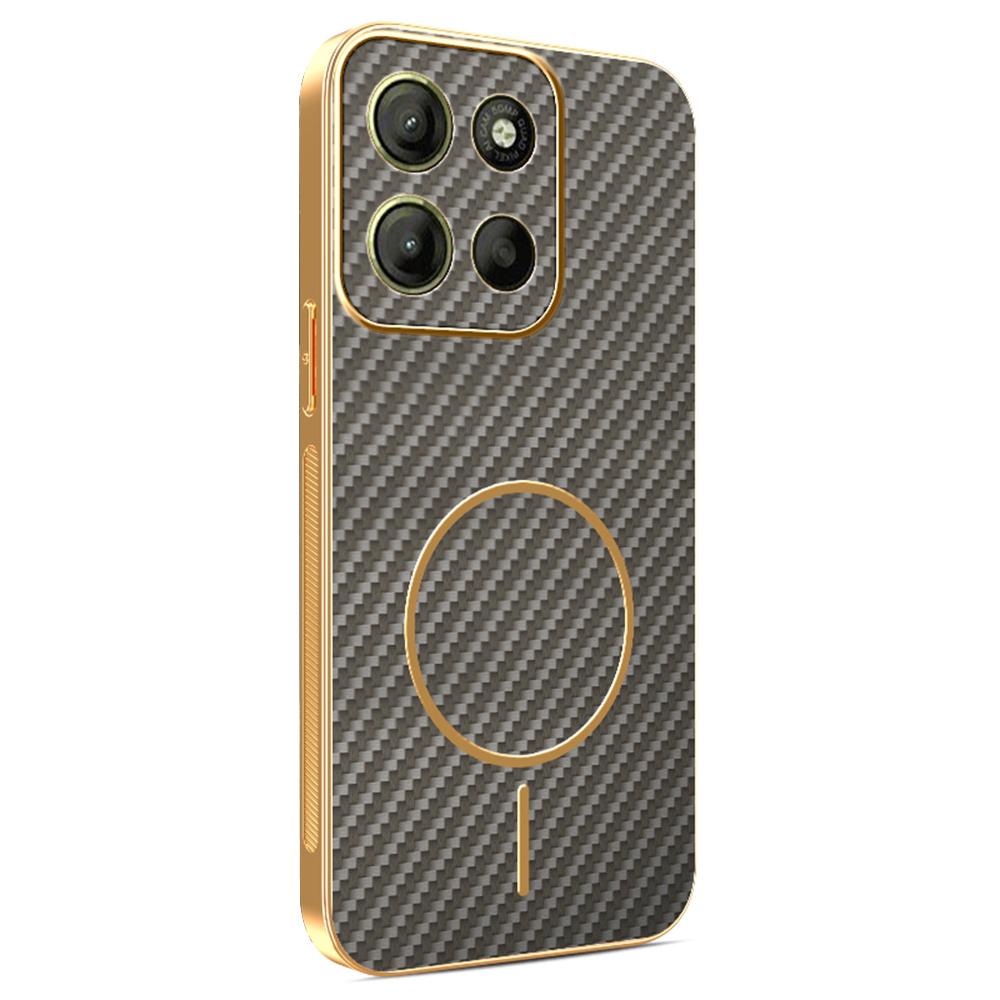 For Motorola Moto G15 4G/G15 Power 4G Phone Case Carbon Fiber Textured Electroplated TPU Back Cover