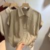 Loose Short Sleeve Shirt Women's Roll Up Sleeve Design Summer New Style Anti-Aging Fashionable Top Small Audience Design