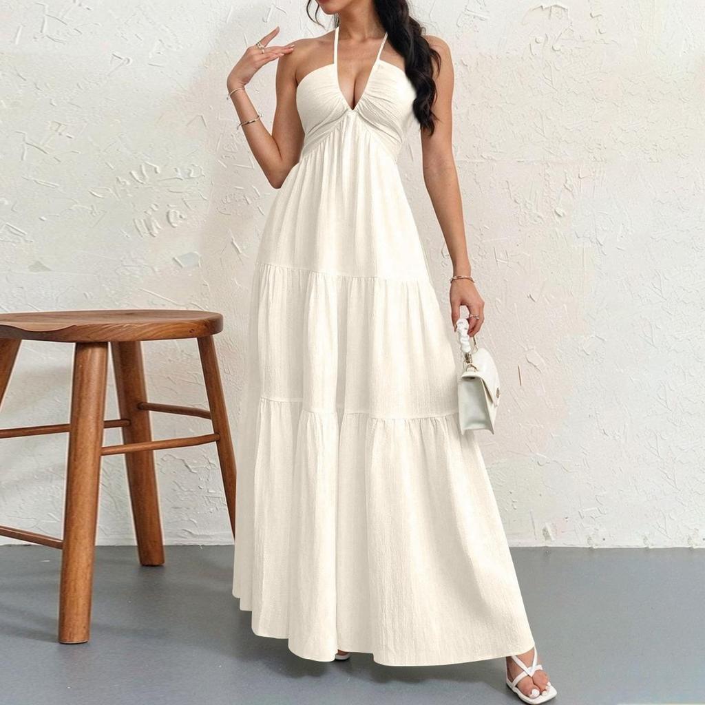 Halter Tie Neck Dress for Women European American Style Cross-border Summer Casual Dress