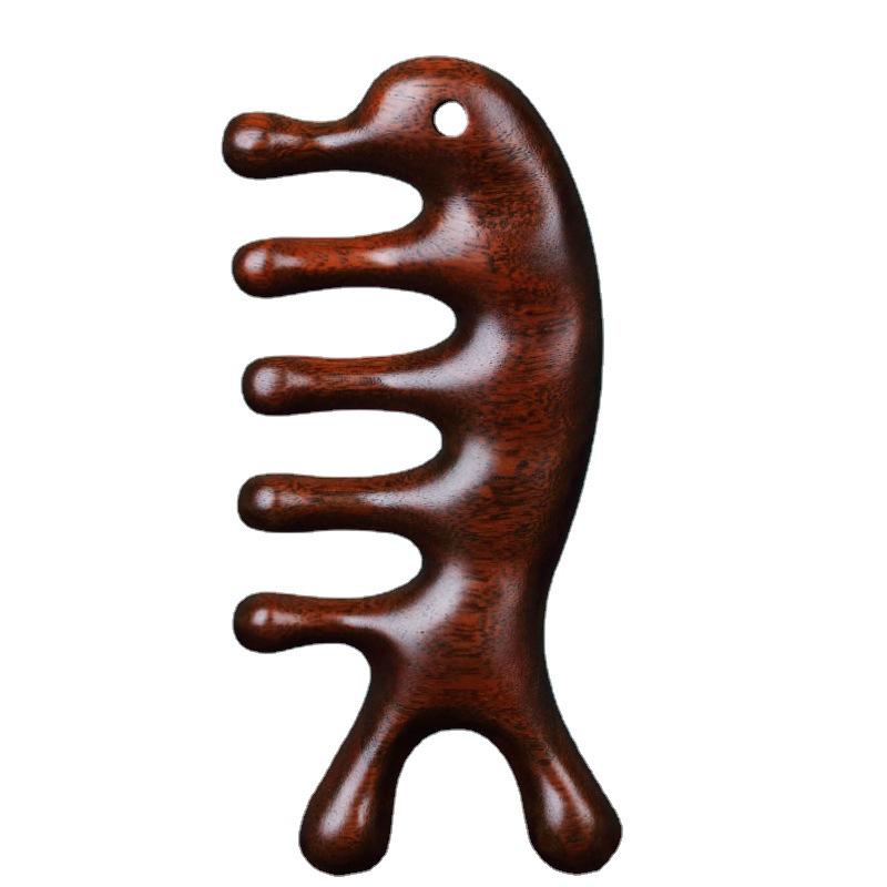 Black Gold Sandalwood Long Handle Wooden Comb - Large, Traditional Craftsmanship for Ladies.