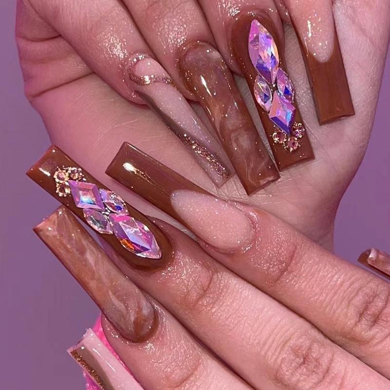 Wear Long Ballet Rhinestones Blend Dye Nails Wholesale Nail Products High-end Stickers