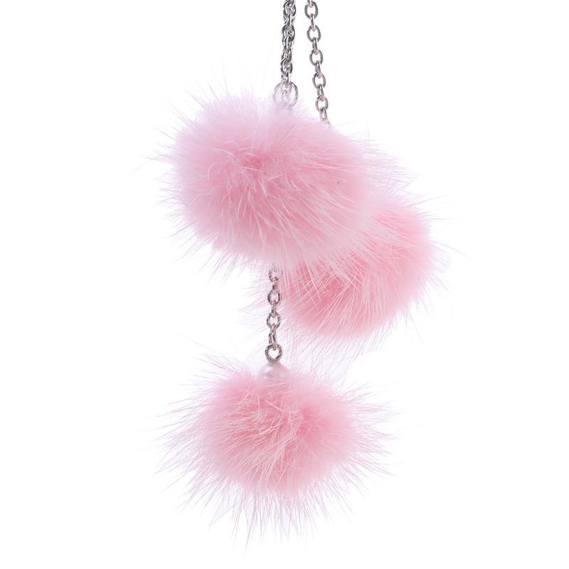 Rhinestone Crystal Plush Pendant Auto Rearview Mirror Ornament Bling Car Mirror Hanging Accessories Car Interior Decoration