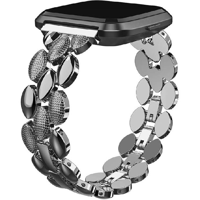 TOYOUTHS Metal Link Compatible with Fitbit Versa 2 Watch Band/Versa Lite/Versa Bands for Women Stylish Dressy Strap Bracelet Replacement Wristbands
