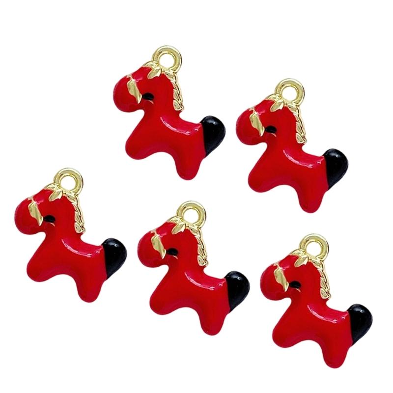Handcrafted Rocking Horse Drop Oil Charm Minimalist Alloy Pendant Accessories for Individualized Jewelry Design