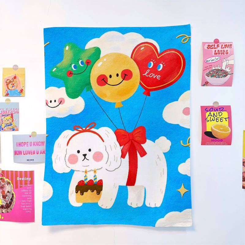 

Cute Cartoon Minimalist Wall Decor Cloth Lovely Dopamine Bedroom Background Home Decor Design 74x94cm(29x37in)