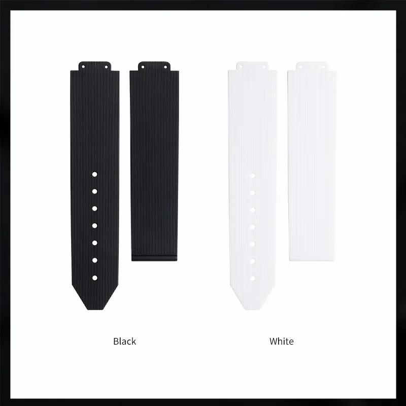 Soft Nature Striped Silicone Watch Band 20x13mm For HUBLOT Strap Women Fusion Waterproof Rubber Bracelet Fold Buckle Accessories