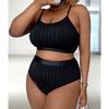 0XL - 4XL Ribbed Bikini Large Size Swimwear Plus Size Women Swimsuit Female Two-pieces Bikini set Bather Bathing Suit Swim V4987