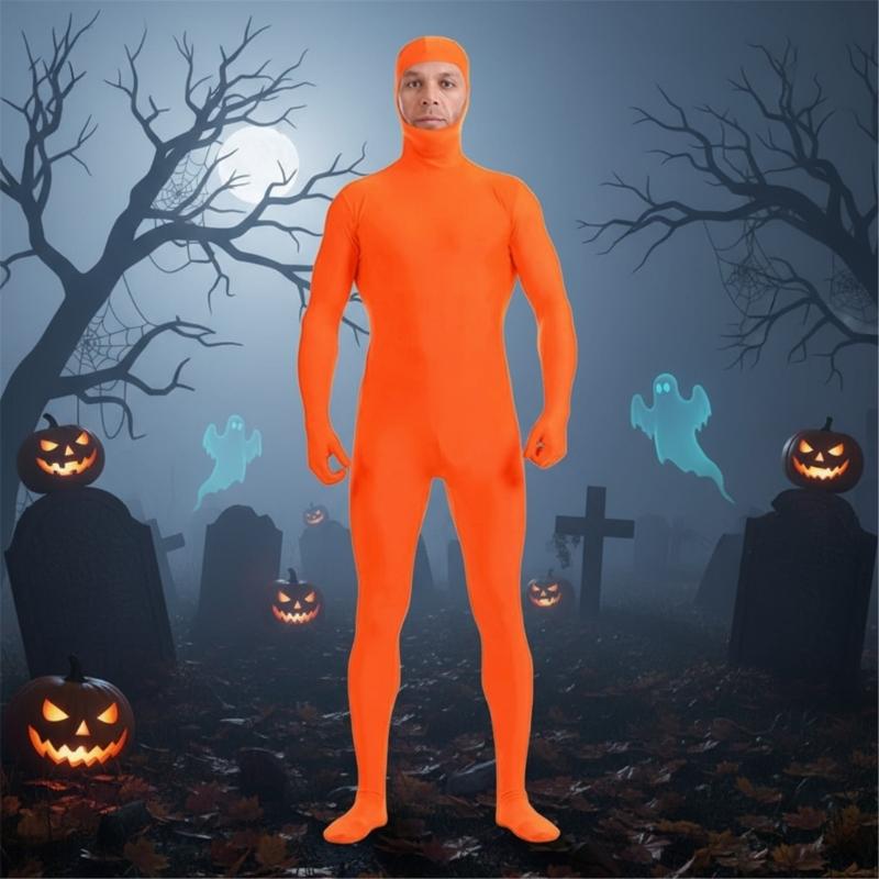 Stealthy Full Body Suit With Face Opening High Elasticity Spandex For Halloween Stage Performances Role Play Photography