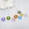 Sweet Glass Flower Pendant Necklace Fashion Statement Choker Neck Chain Simple Cord Collar Necklace Party Jewelry