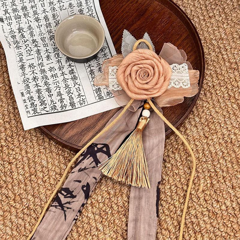 Mesh flower streamer hairpin fashion early spring accessories duck bill clip niche exquisite high-end hair accessories women