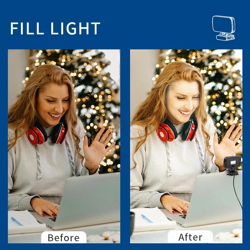 Video Conference Selfie Ring Lamp Light For iPad Laptop PC Webcam Studio LED Dimmable Lighting With Clip For Youtube Live Stream