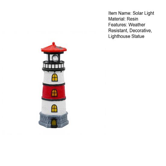 Solar Lighthouse Statue Light, Decorative Solar Garden Light, Waterproof Outdoor Solar Lighthouse Lamp for Patio Lawn Pathway