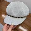Leather Buckle Breathable Hat Woven Straw Peaked Cap New Style Hollow Octagonal Hat  Spring Summer