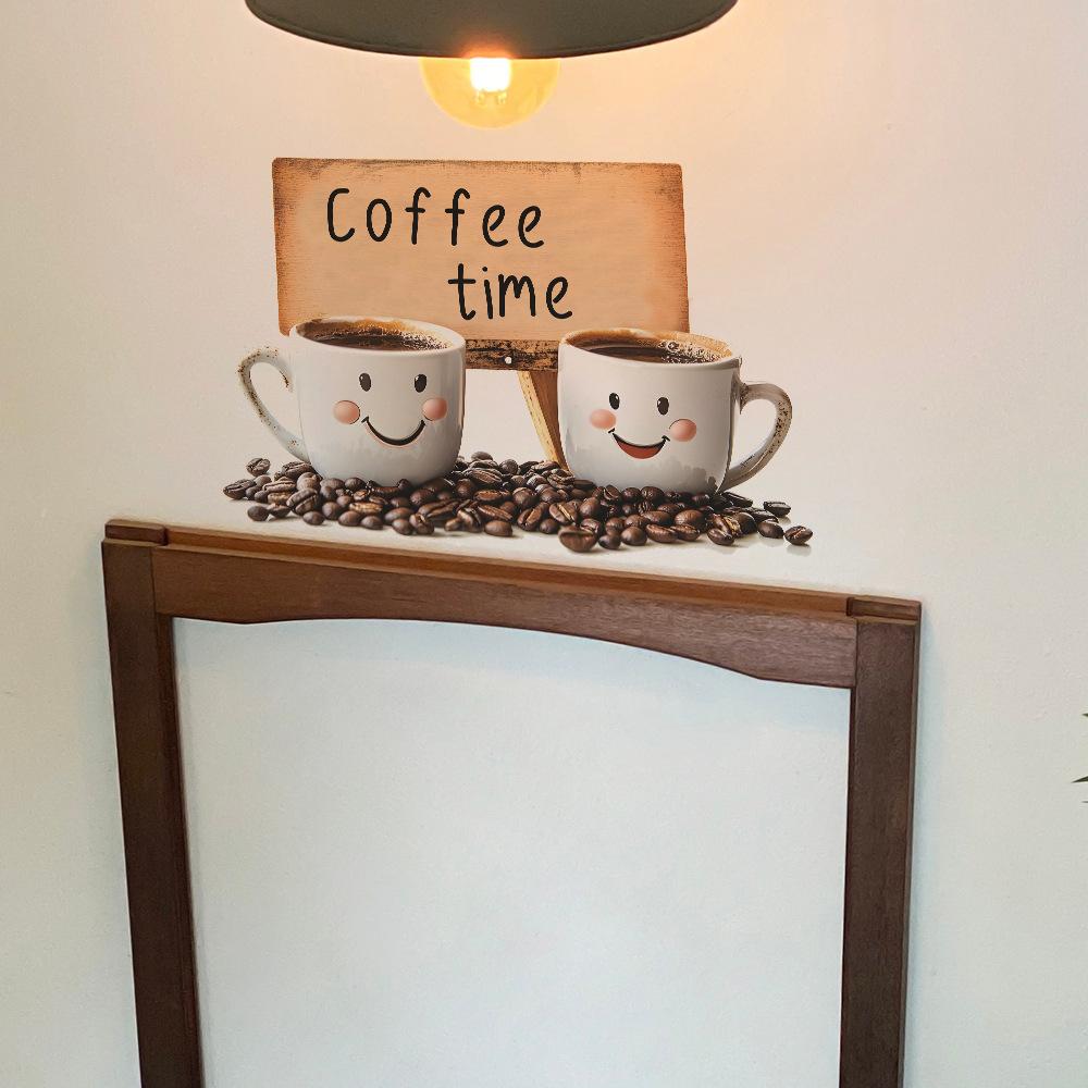 Süße Kaffeetasse mit Spruch Wandaufkleber für Café-Hintergrunddekoration Selbstklebend Abnehmbare Aufkleber