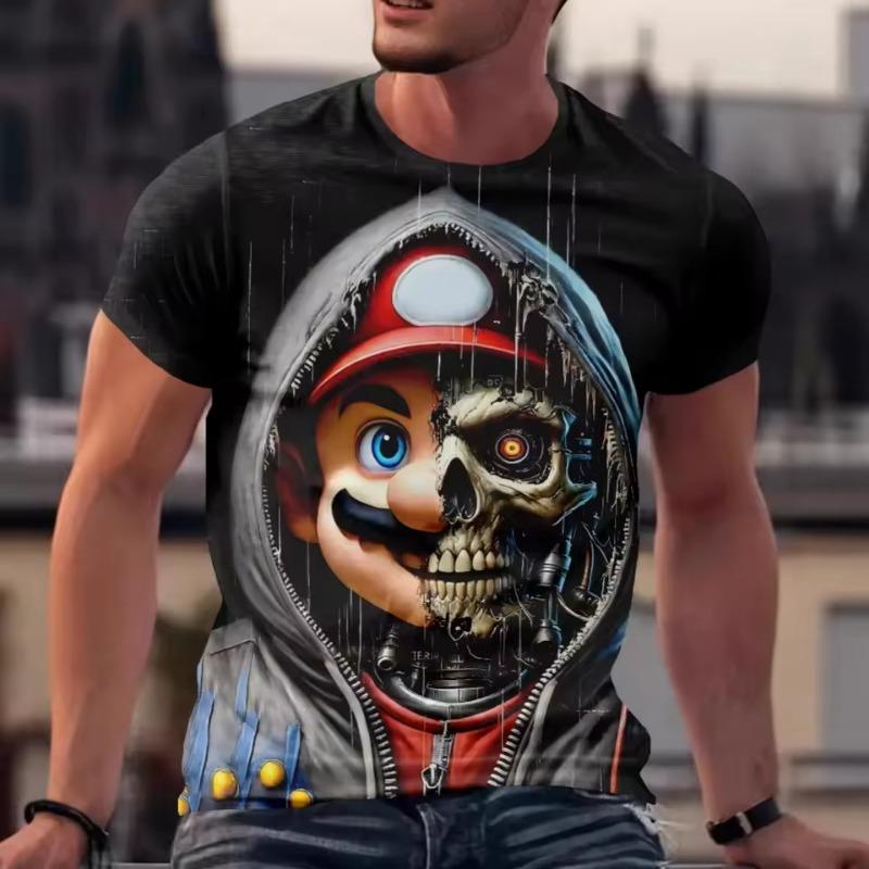 Street Trend Funny Men's Clothing Casual T-shirt 3D Printing Creative Graphic Short Sleeved Loose Round Neck Top Men