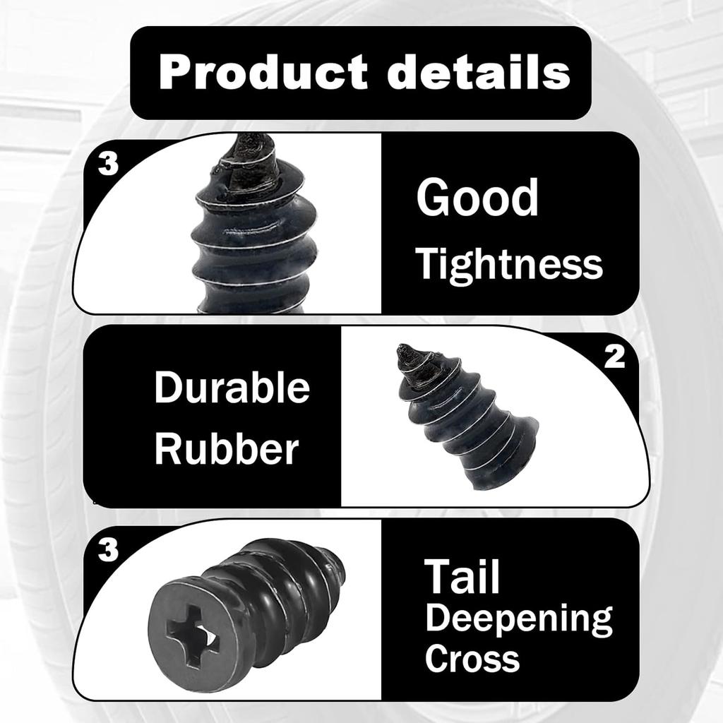 60Pcs Tire Repair Rubber Nail, Rubber Screw Tire Plugs Self-Service Vacuum Tire Repair Nail Kit Tires Quick Puncture Repair Tools For Auto