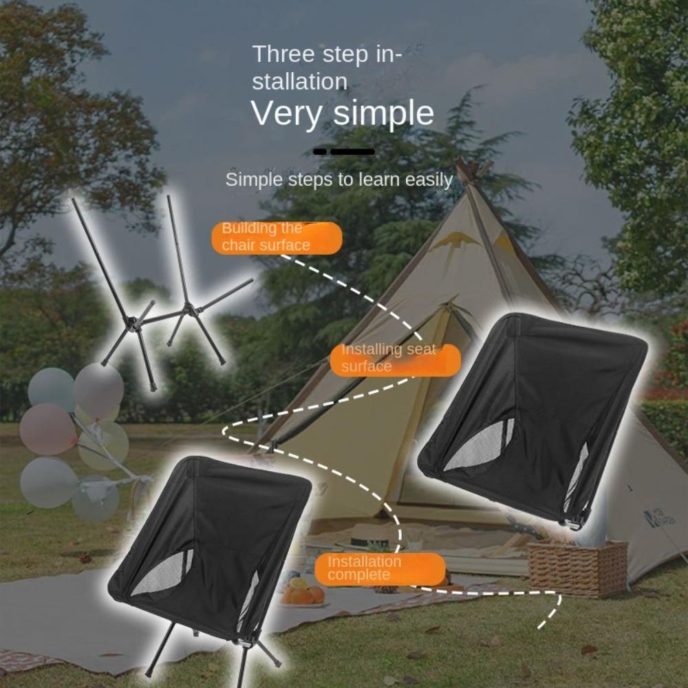 Collapsible Fishing Folding Chair Backrest Hiking Picnic Seat Comfortable Moon Chair Outdoor