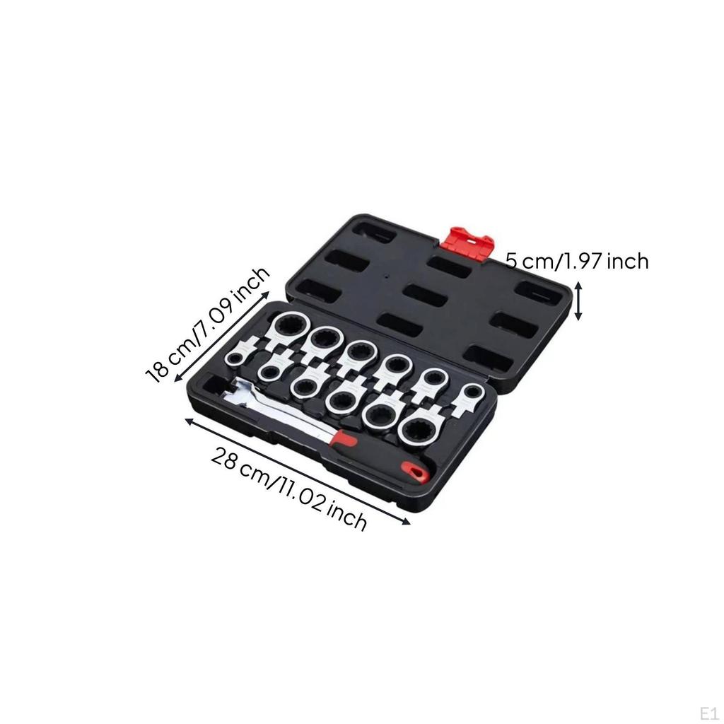 13 Pieces Wrench Set with Interchangeable Heads Alloy Steel Ratchet Carry Case