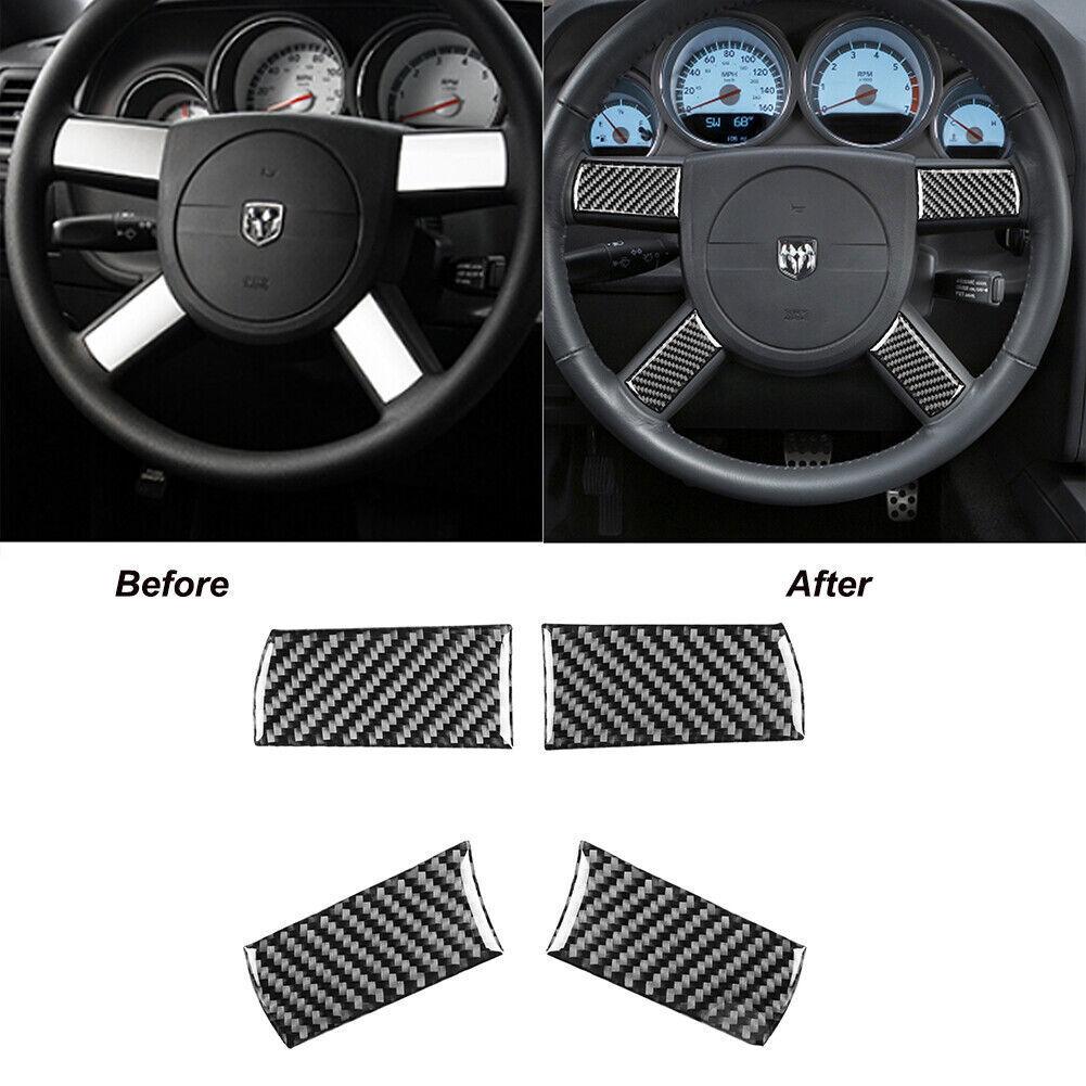 For Dodge Challenger 2008-2010 Carbon Fiber Steering Wheel Button Cover Trim