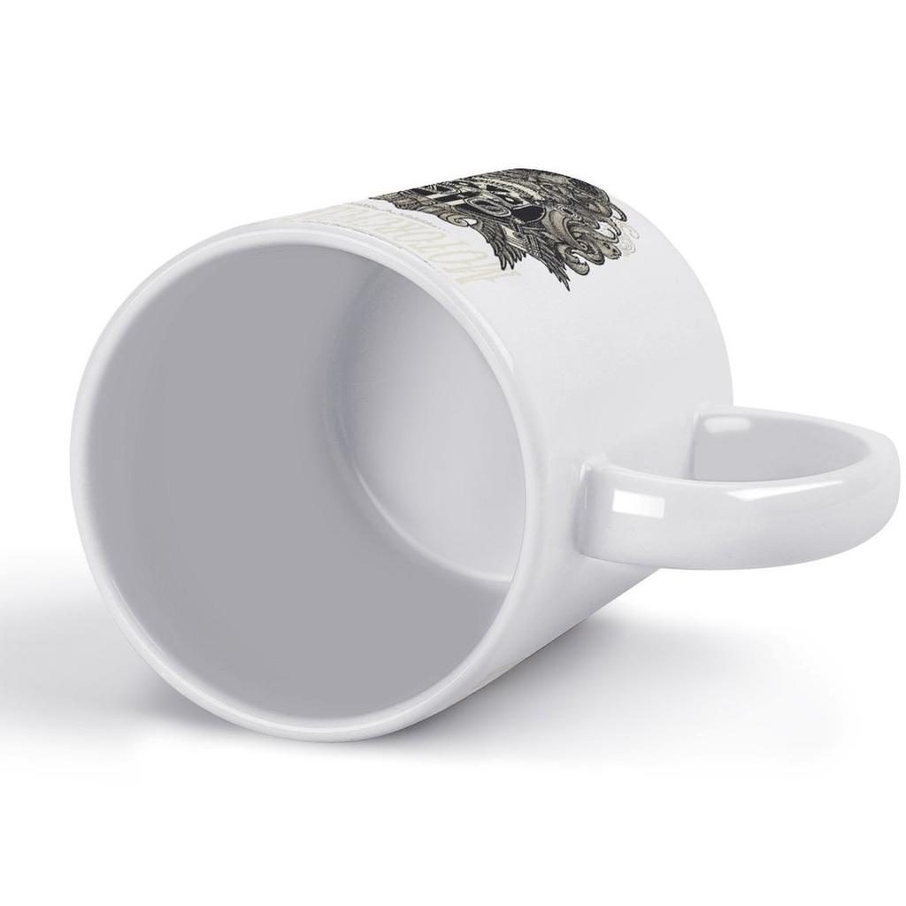 11oz White Glossy Coffee Cup with Durable Ceramic Build and Double-Sided Print, Ideal for Home Kitchen or Office Desk Drinks