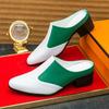 Trendy New Summer Men Half Slippers Two-Tone Mixed Shoes Male Casual Mules Moccasins Breathable Penny Loafers Zapatos Hombre