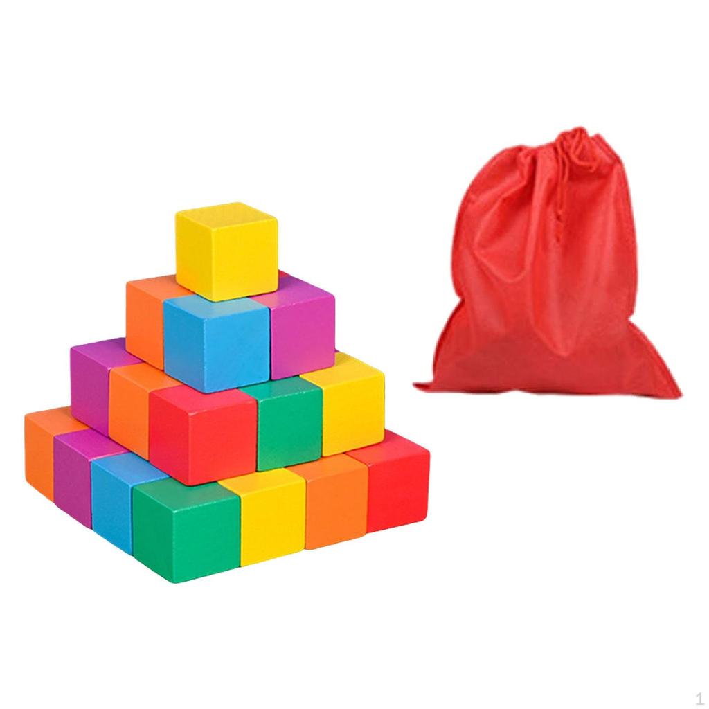 And Sorting Cubes, Math Toy for Early Learning, Versatile, Colorful Square Wooden Blocks Puzzles