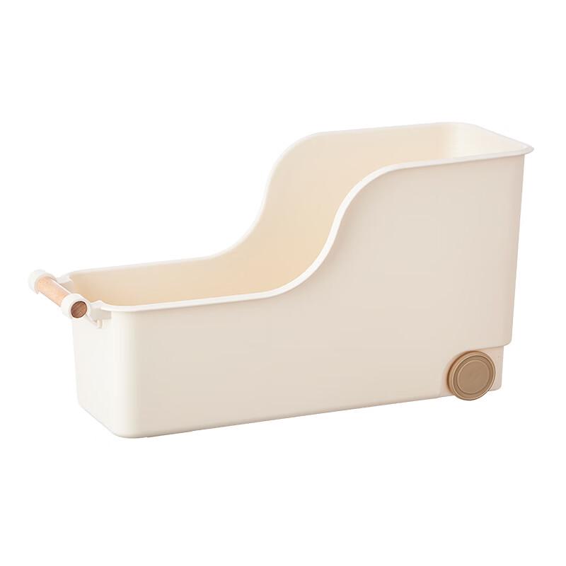 

Licheers Wooden Handle Rolling Storage Basket