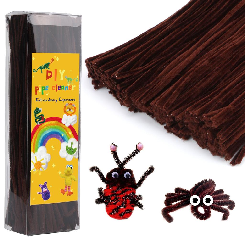 Fenrry 300PCS Pipe Cleaners Chenille Stem Craft Supplies for Hair Fuzzy Sticks Pipe Cleaner Brush for DIY Art Craft Decorations