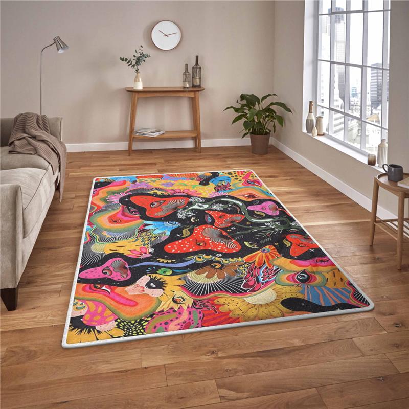 Prostokątny dywan z grzybami Dywan z pełnym nadrukiem Dywan z czarownicą Dywan z gwiazdami Mata antypoślizgowa Jadalnia Salon Miękki dywan