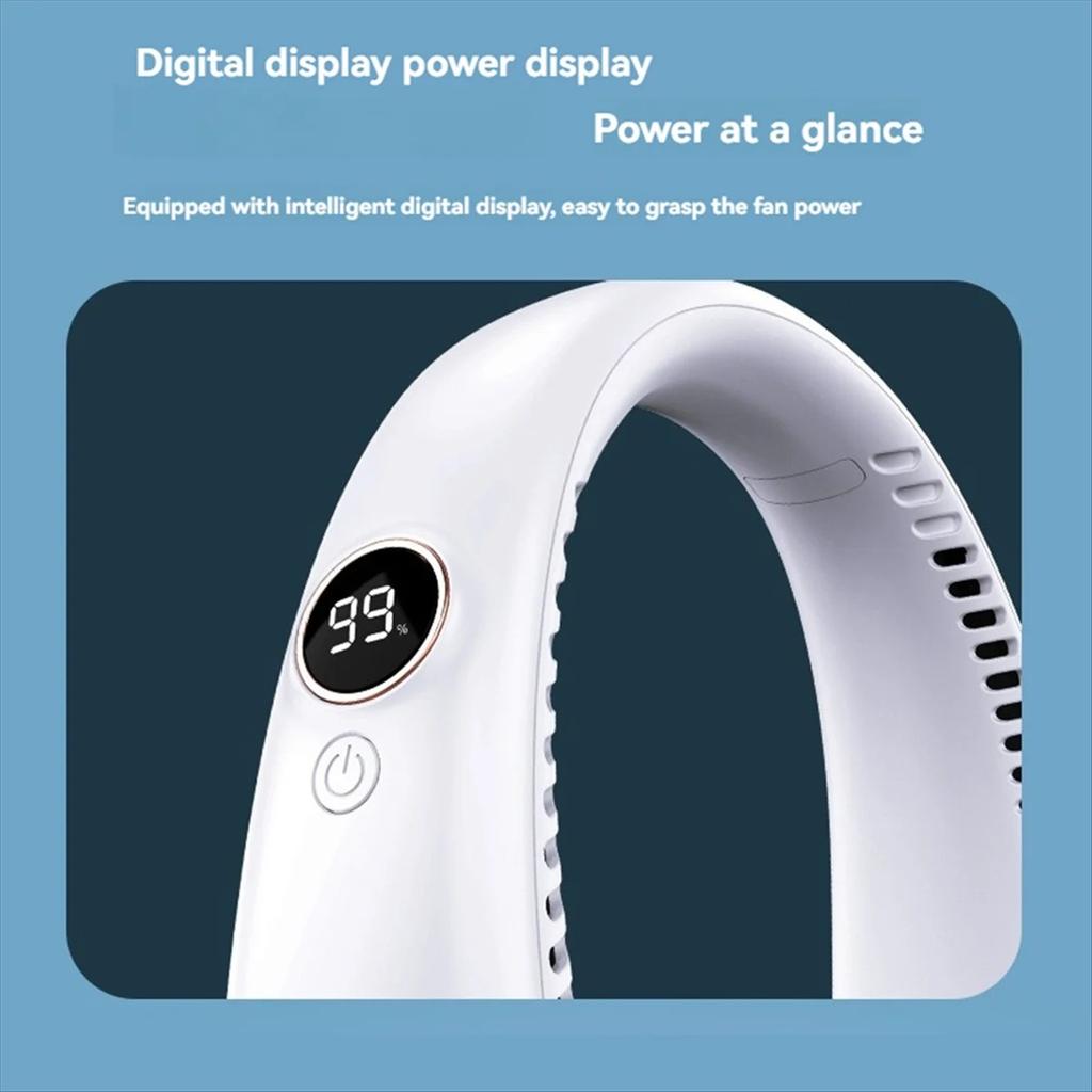 1200mah Mini Neck Fan Portable No Bladeless Hanging Neck Rechargeable Air Cooler 3 Speed Mini Summer Outdoor Sport Fan
