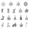 19pcs Vintage Mixed Style Christmas Snowflakes Snowman Pendants DIY Jewelry Making Accessories Handmade Material Art Craft