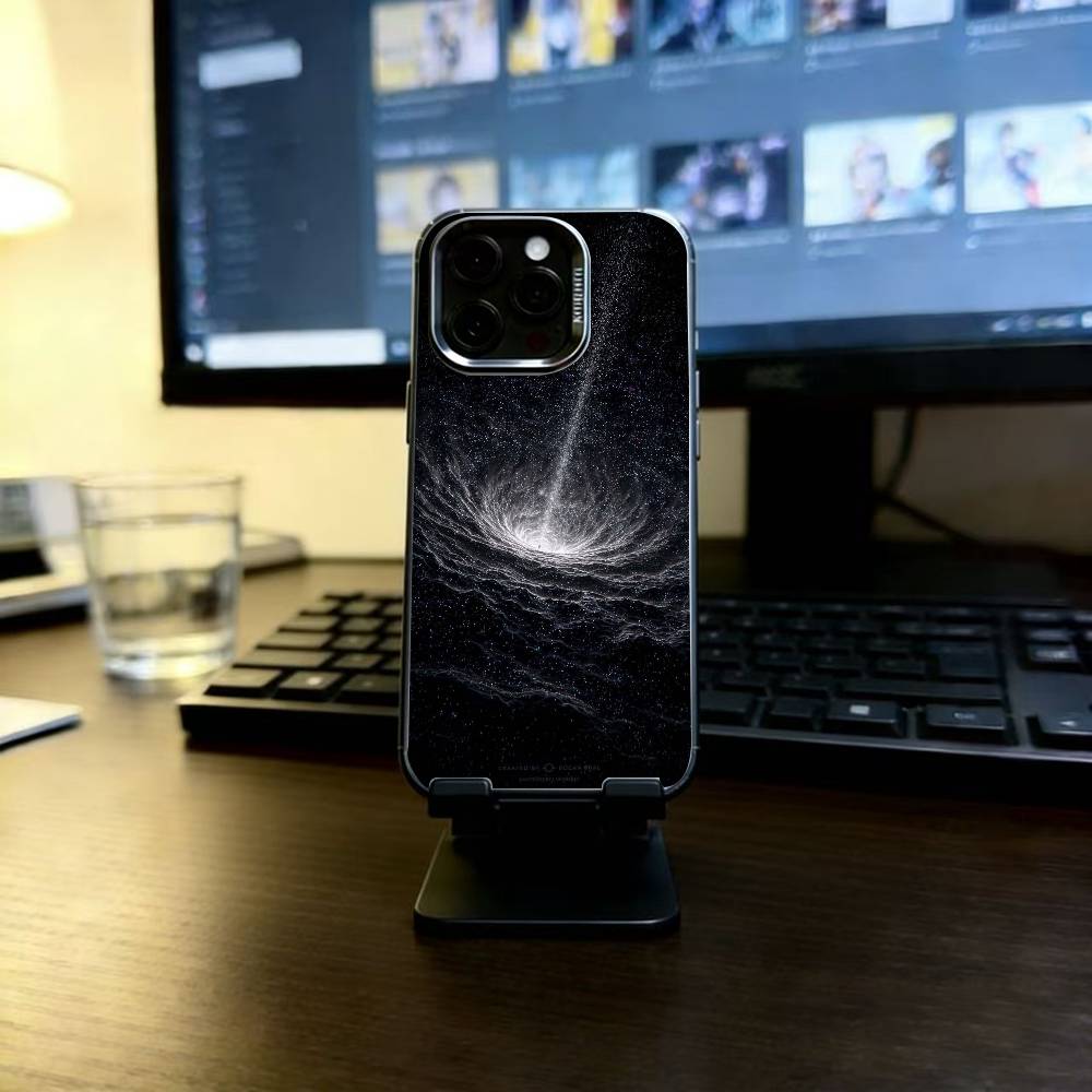 Чехол для телефона  Звездное небо Черная дыра  Для iPhone 17,16,15,14,13,12,11 Plus,Pro Max,XS,Цветной Серебряный Покрытие Внутри iPhone17Pro